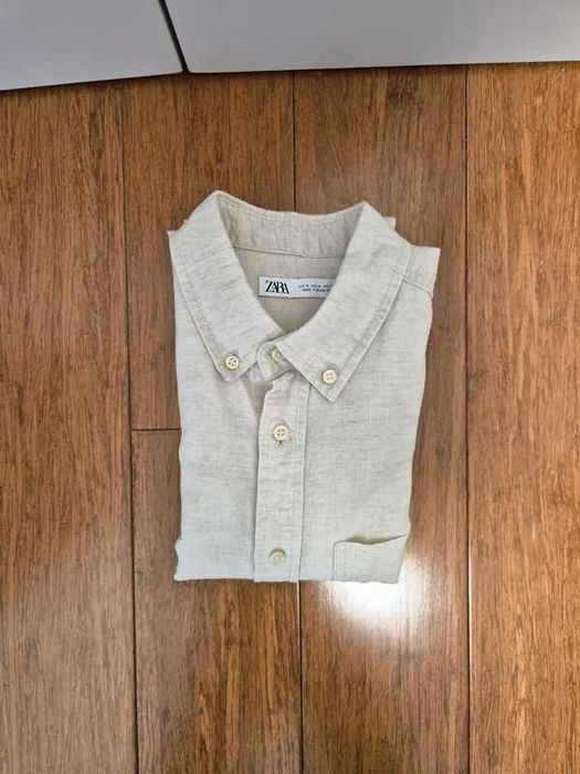 Koszula Zara lniana beżowa casual roz. S