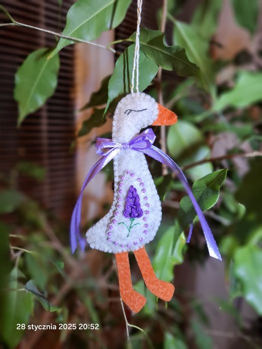 Lawendowa gęś ozdoba zawieszka gąska