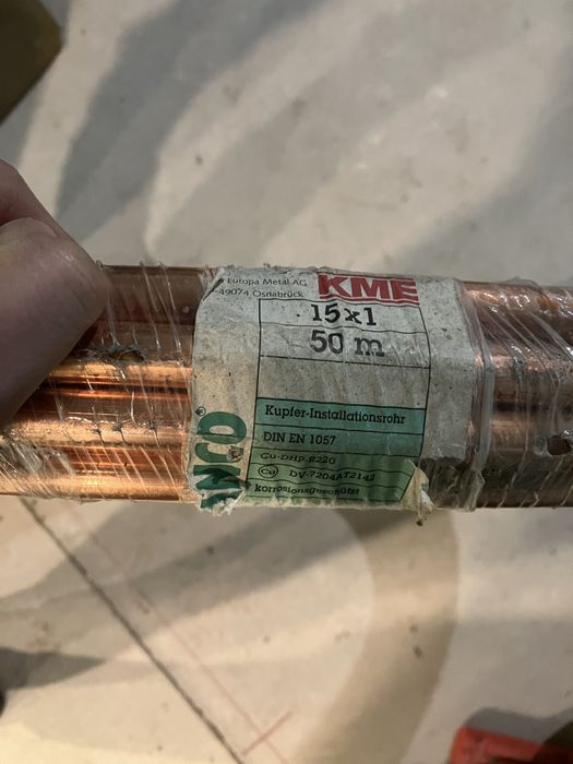 Elastyczna rurka miedziana 15x1 mm - krąg 50 metrów