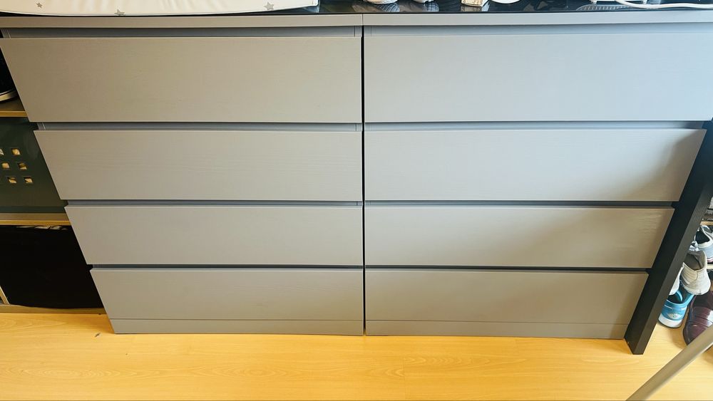 2 comodas MALM 80x100 + 2 tampos em vidro