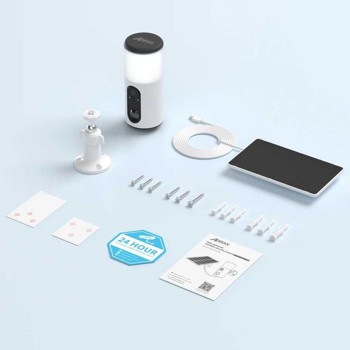 НОВИНКА Камера-Світильник Anran Wi-Fi Zoom 3MP сонячна панель акумул 5000 mAh