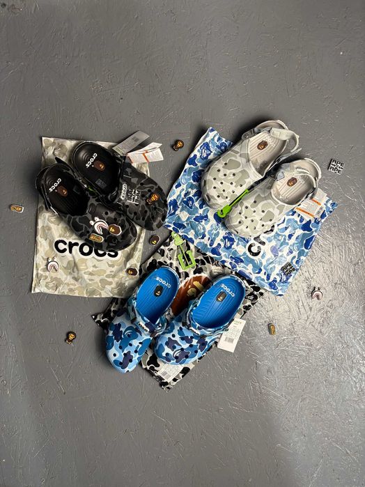 ‼️ В УКРАЇНІ ‼️ Кроксы Crocs x Bape кроксы бейп тапки
