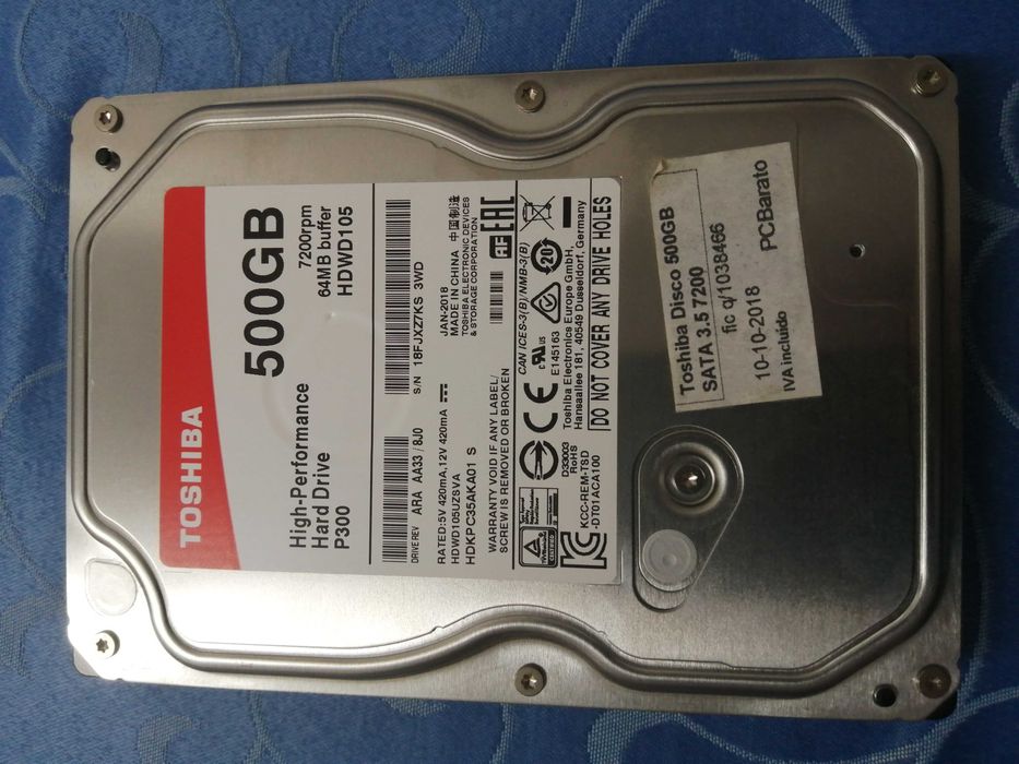 Disco Rígido Toshiba 500GB P300