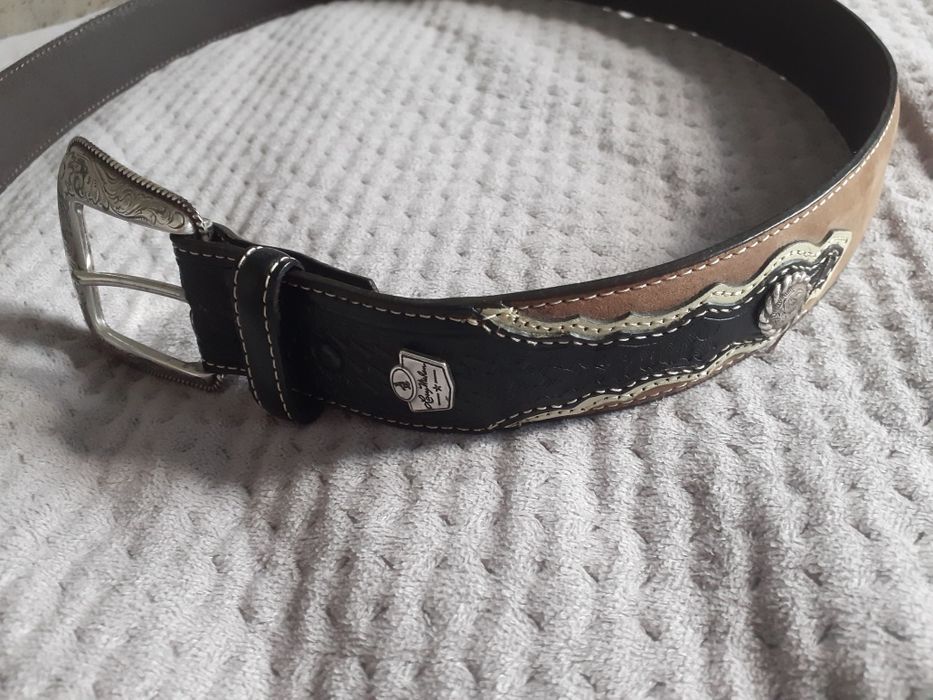 Skórzany pas do spodni Larry Mahan 114/124 myśliwski kowbojski