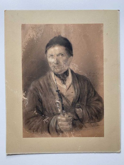 stary rysunek sygnowany - portret mężczyzny - XIX wiek?