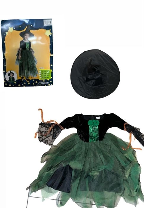 Strój czarownicy Halloween dla dziewczynki 140cm