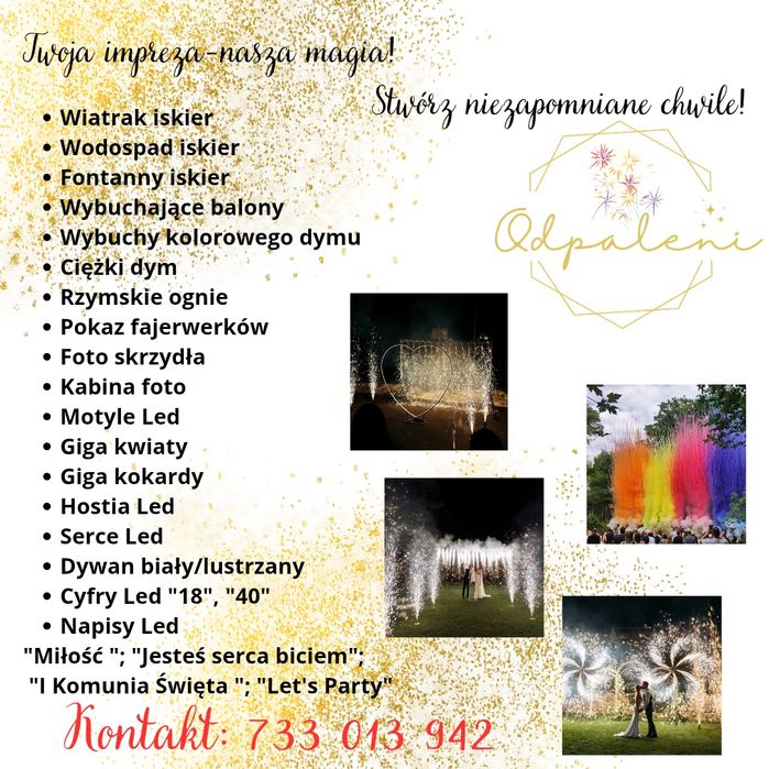 Wodospad iskier Wiatraki iskier Ciężki dym dywan kolorowe wystrzały we