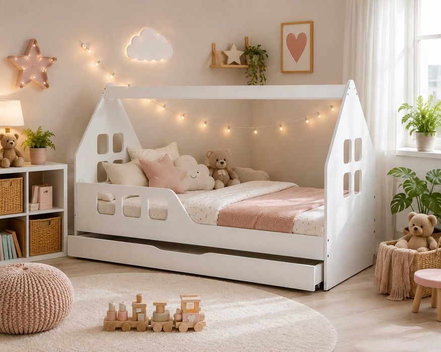 Łóżko dziecięce 160x80 DOMEK z szufladą + materac GRATIS