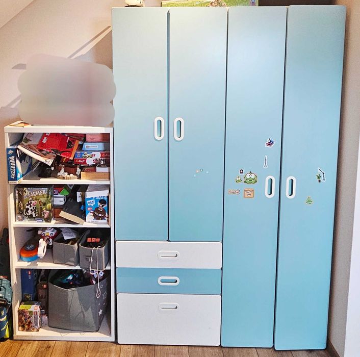 Zestaw mebli Ikea STUVA szafa x 2, regał niebieski używany Pszczółki