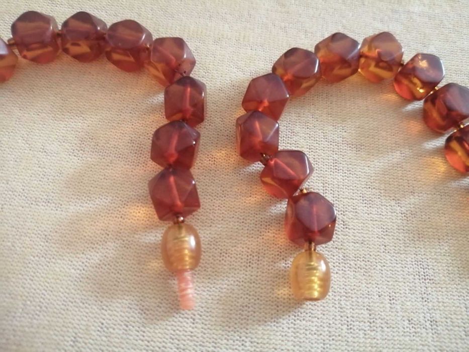 Кольє намисто бусы бурштин янтарь гранований