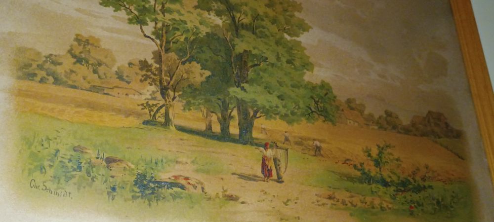 Quadro com antiga gravura paisagem