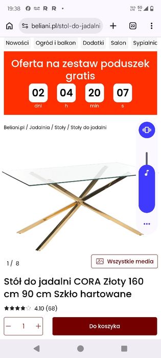 Sprzedam stół szklany Belliani