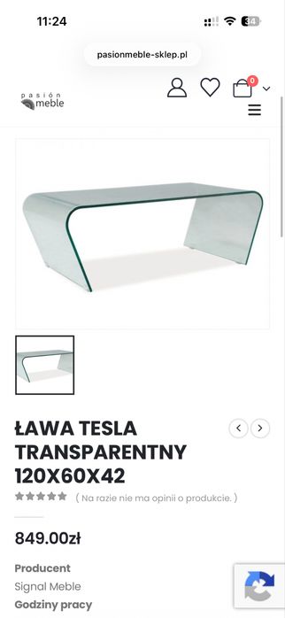 Signal Ława Tesla Szkło 120X60X42