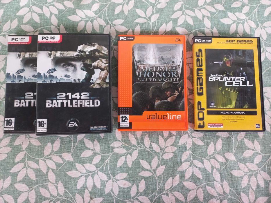 Jogos pc: Pro Cycling Manager; Battlefield; Medal of Honor; Splinter C