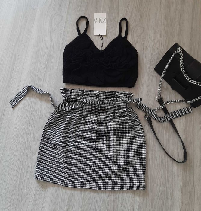 Spódnica z paskiem w pepitke primark, 4 rzecz gratis