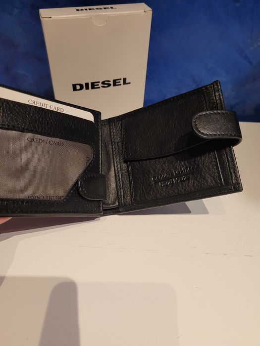 Czarny męski skórzany portfel Diesel