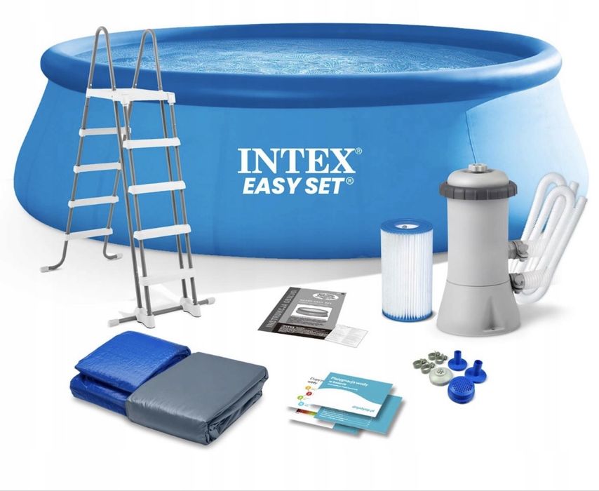 Basen Intex 457 × 122 cm + pompa + drabinka + pokrywa solarna