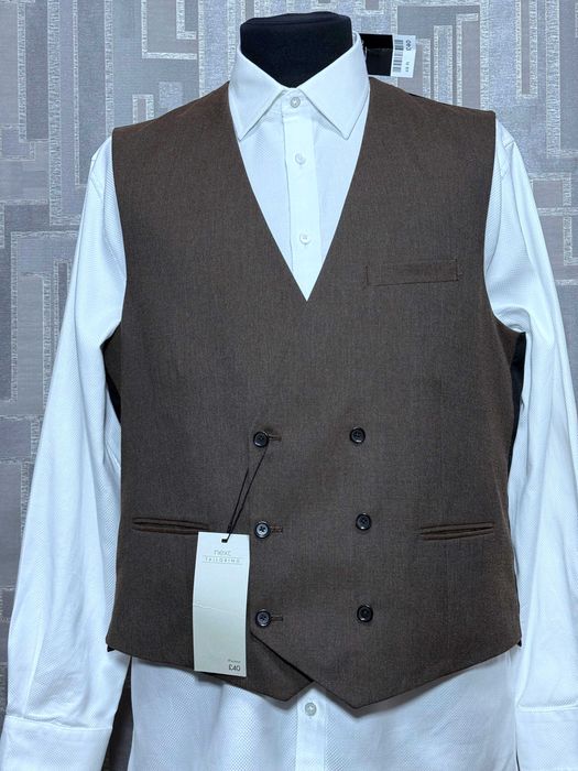 Жилет костюмний чоловічий XL 58 розмір Next Tailoring двобортний ошатний класичний офіційний елегантний колір коричневий шоколадний