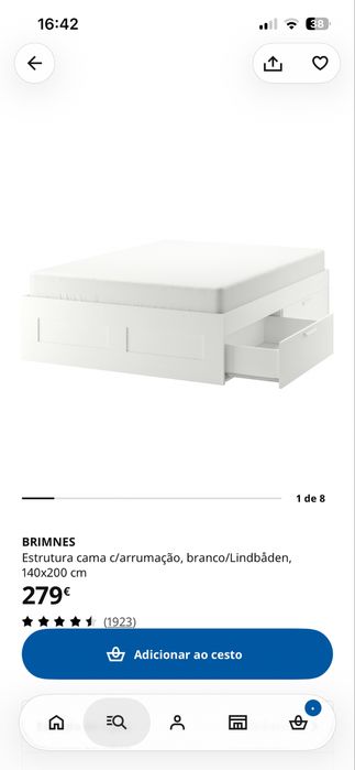 Cama ikea Brimnes + colchão Hovag 140x200