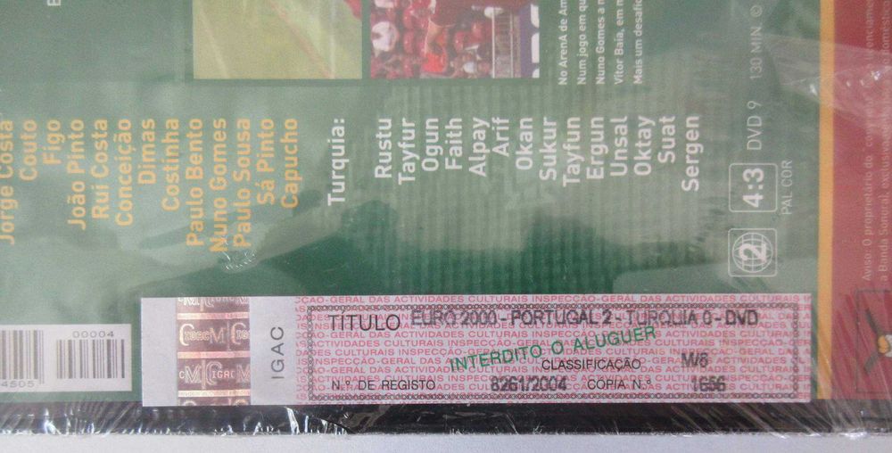 EURO 2000 - Portugal x Turquia (DVD NOVO / SELADO)