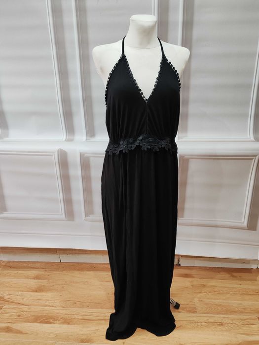Czarna letnia maxi sukienka Boohoo rozmiar 48 wiskoza/elastan
