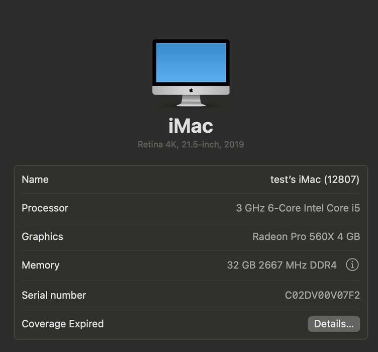 Apple iMac Retina 4K, 21.5-inch 3GHz 6-Core i5/RAM32/SSD256 [A2116]