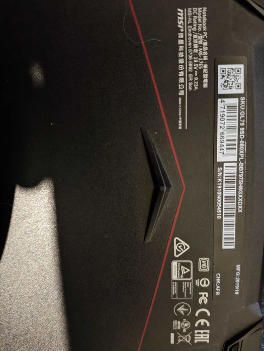 LAPTOP GAMEINGOWY MSI GL75 i7-9750H Windows 11 GTX1660Ti 17,3" 120Hz