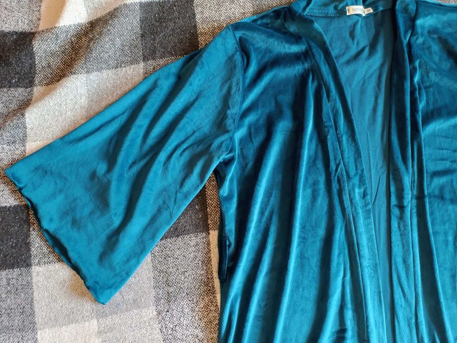 Велюровый домашний комплект 2в1 (Ночная рубашка + халат) Изумруд