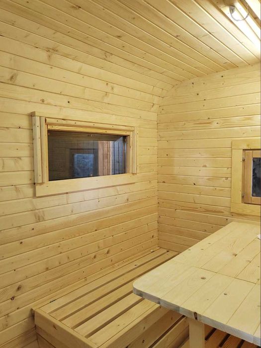 SAUNA Ogrodowa beczka 4m + GRATIS: balia do schłodzenia+LED - z piecem