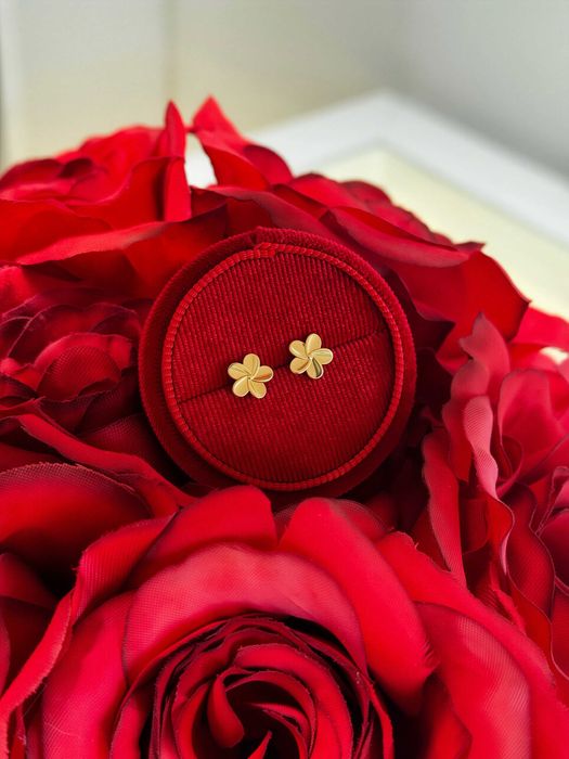 Złote Kolczyki Kwiatuszki/Błyszczące/Próba 585 Wysyłka/urier/Pobranie