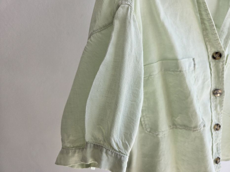 Zara koszula seledynowa 100% len XL