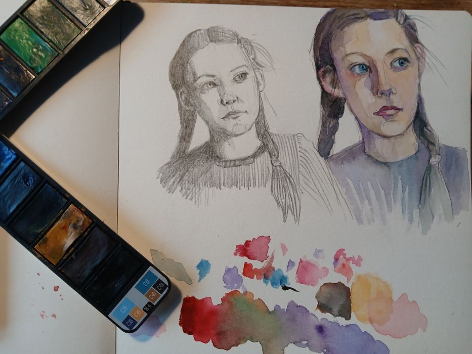 Portret na zamówienie w technice akwareli lub pasteli..