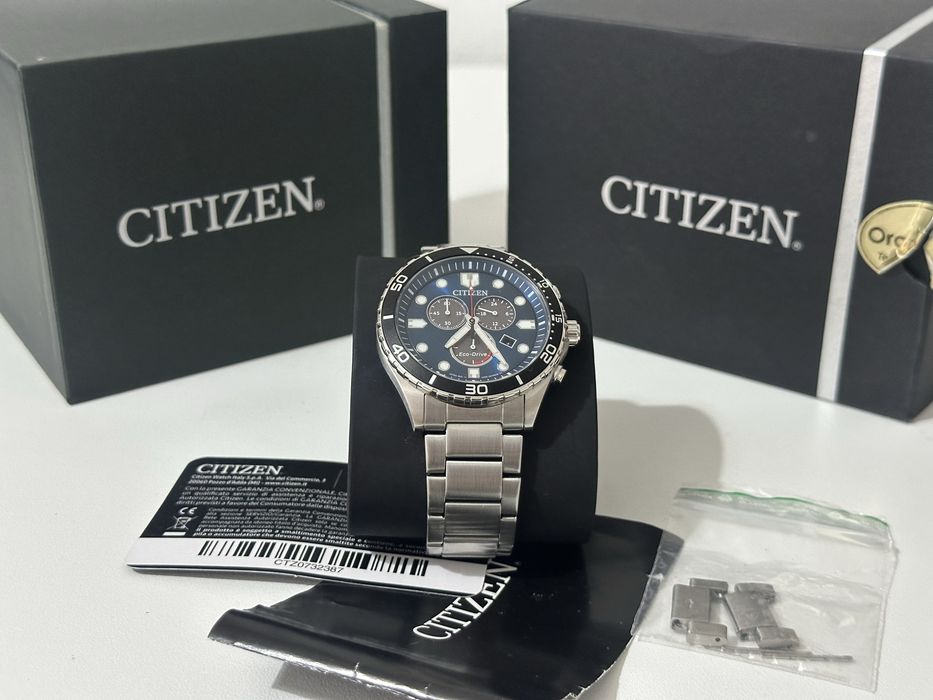 Citizen AT2560-84L Eco-Drive Chronograph 43mm Blue Dial Stainless Steel