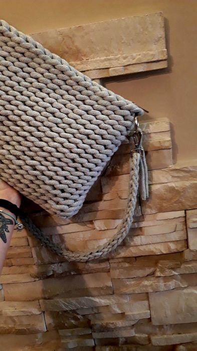 Torebka szydełkowa szydełko boho pleciona duża
