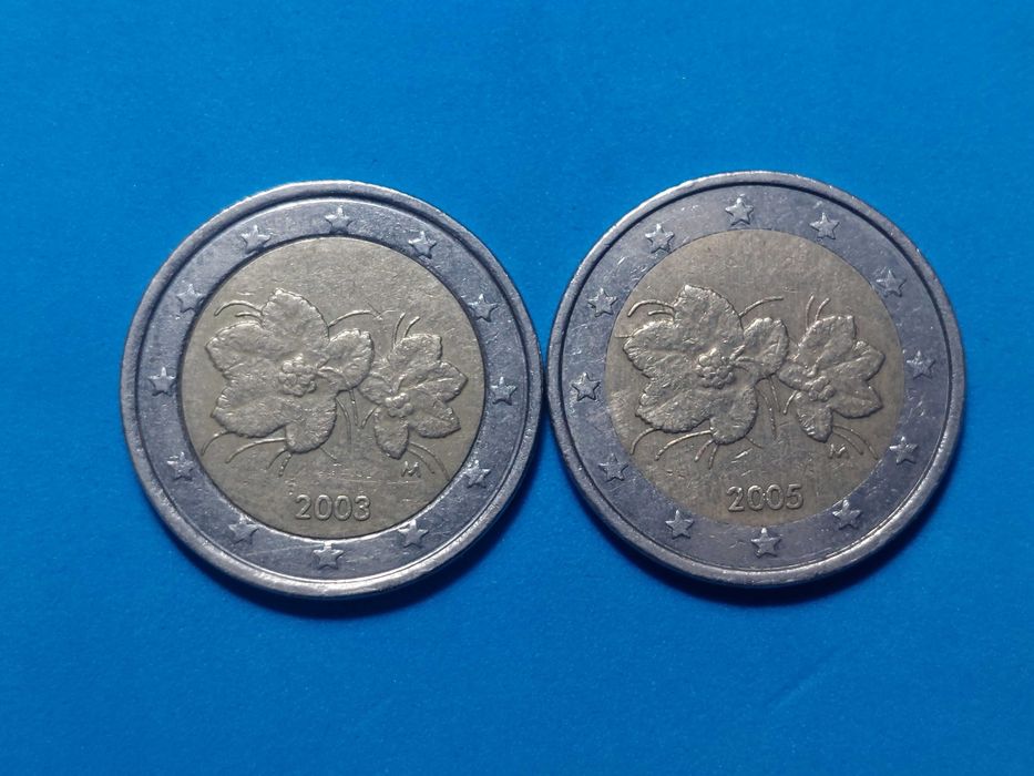 Duas Moedas de 2 euros Finlândia ano 2003 e 2005