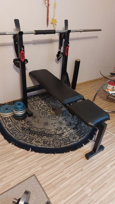 Ławeczka pod sztangę + gryf+25kg