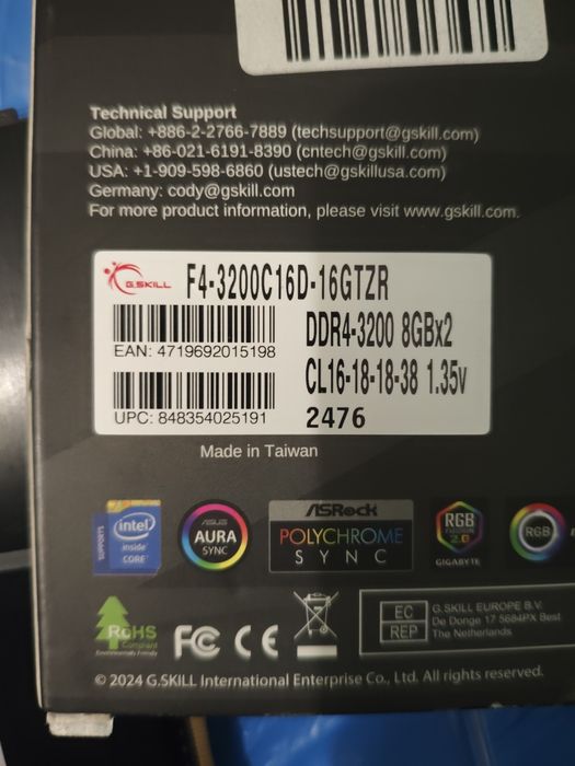 Топова оперативна пам'ять DDR4 TRIDENTZ cl16, гонится. 16gb 2x8gb