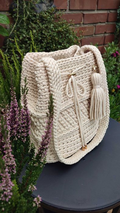Torebka ze sznurka bawełnianego handmade