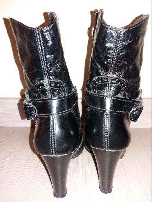 Sprzedam ładne buty DAMSKIE KOZACZKI SKÓRZANE CZARNE, rozm. 37