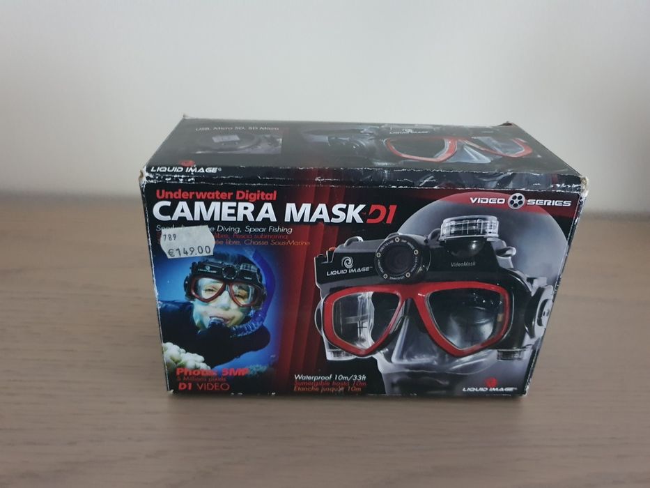 Óculos de mergulho com camera fotografia