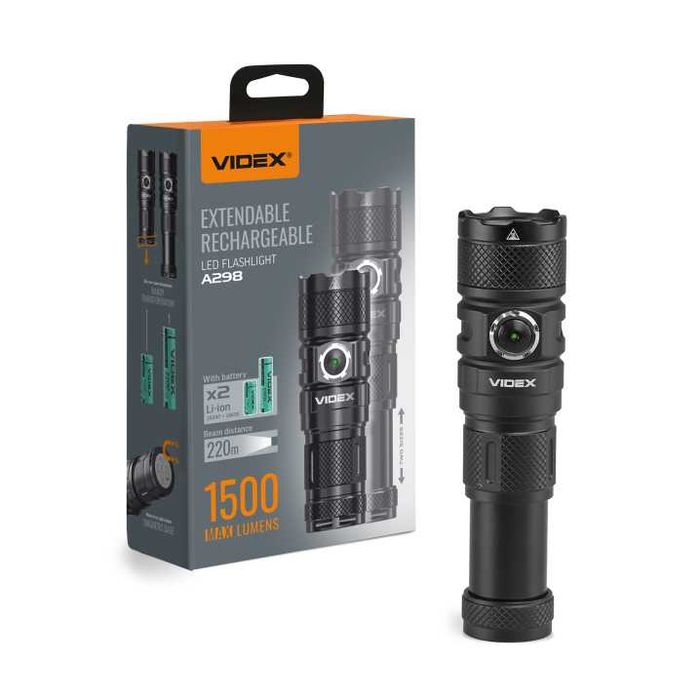 Портативний  ручний світлодіодний ліхтарик VIDEX VLF-A298 1500Lm 5000K