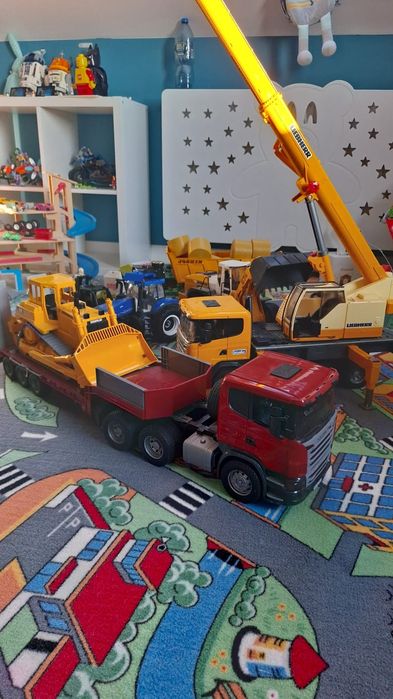 Bruder zestaw scania Cat traktor dźwig przyczepa