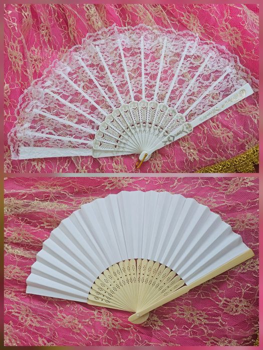 Віяло біле мереживне дерев'яне для фотосесії Весілля танців веер  фото