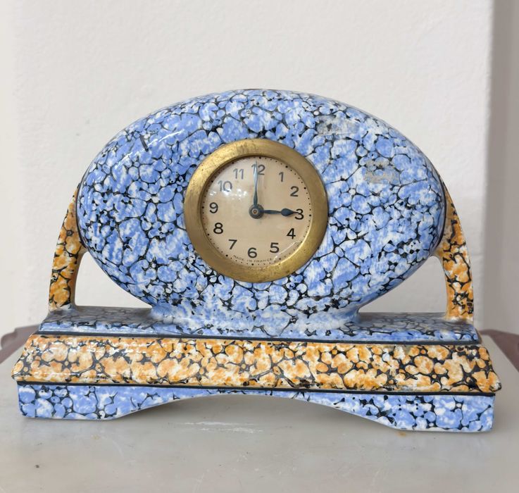 Relógio Art Deco cerâmica azul Majolique | século XX