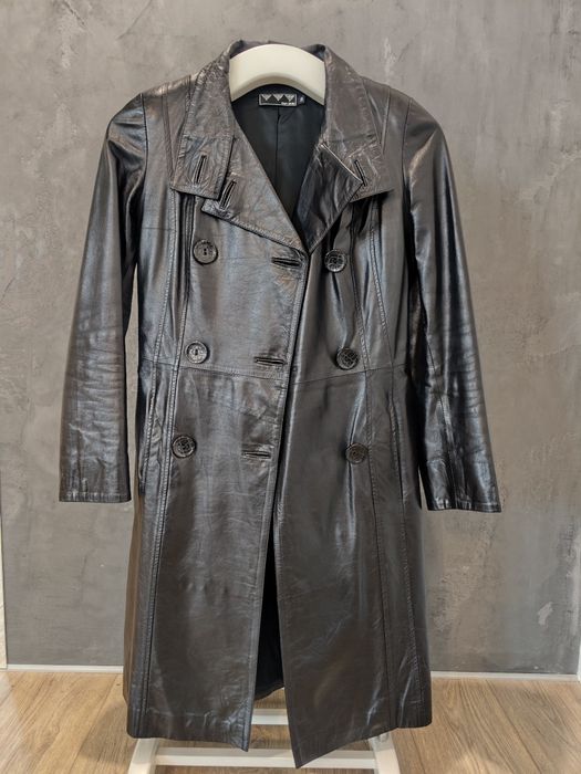 Шкіряний тренч плащ