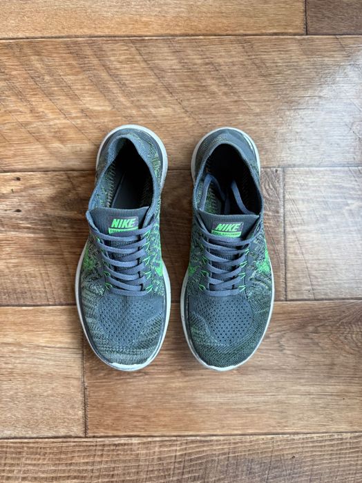Беговые Кроссовки Nike Free 4.0 Flyknit серо-зеленые 42 р