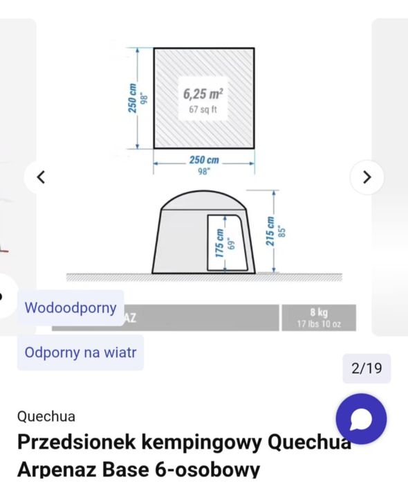 Przedsionek kempingowy 6-osobowy