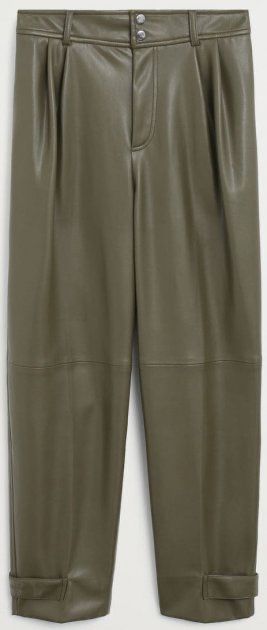 Брюки штани Mango з екошкіри хакі