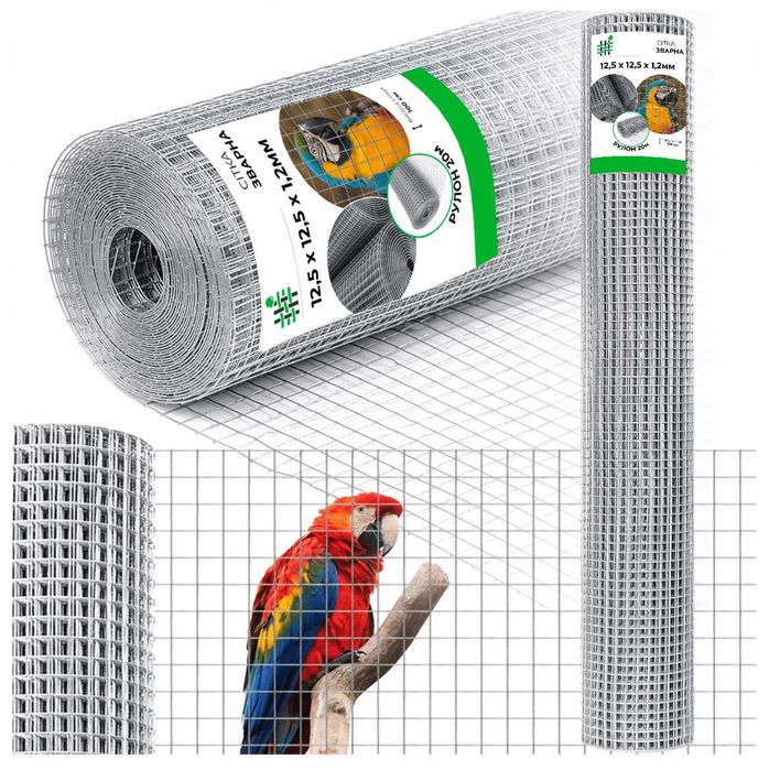 Сітка посилена для папуг, кролів, курчат 12.5×12.5 мм 1.2 мм 20м