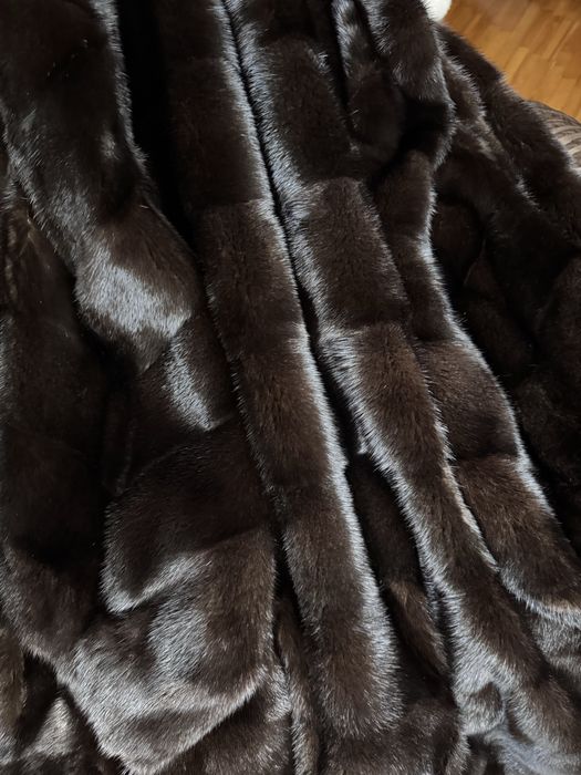 Норкова шуба 90 см, 42-46, поперечка, шоколад, норка